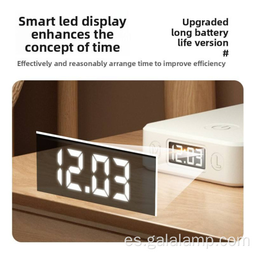 Lámpara de escritorio plegable recargable, lámpara de escritorio de lectura de reloj